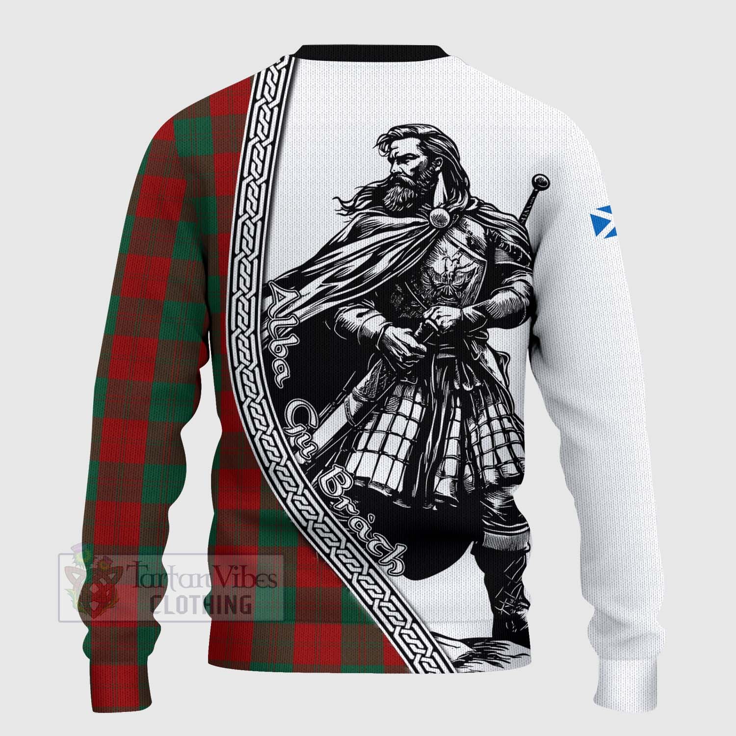 Tartan Vibes Clothing Erskine Tartan Clan Crest Knitted Sweater with Highlander Warrior Celtic Style