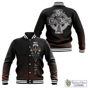 Erskine Tartan Baseball Jacket Featuring Alba Gu Brath Family Crest Celtic Inspired