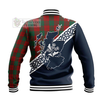 Erskine Tartan Baseball Jacket Featuring Thistle and Scotland Map