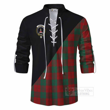 Erskine Tartan Ghillie Kilt Shirt with Family Crest and Military Logo Style