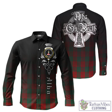 Erskine Tartan Long Sleeve Button Up Featuring Alba Gu Brath Family Crest Celtic Inspired