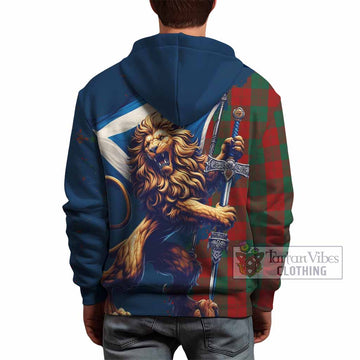 Erskine Tartan Family Crest Hoodie with Scottish Majestic Lion