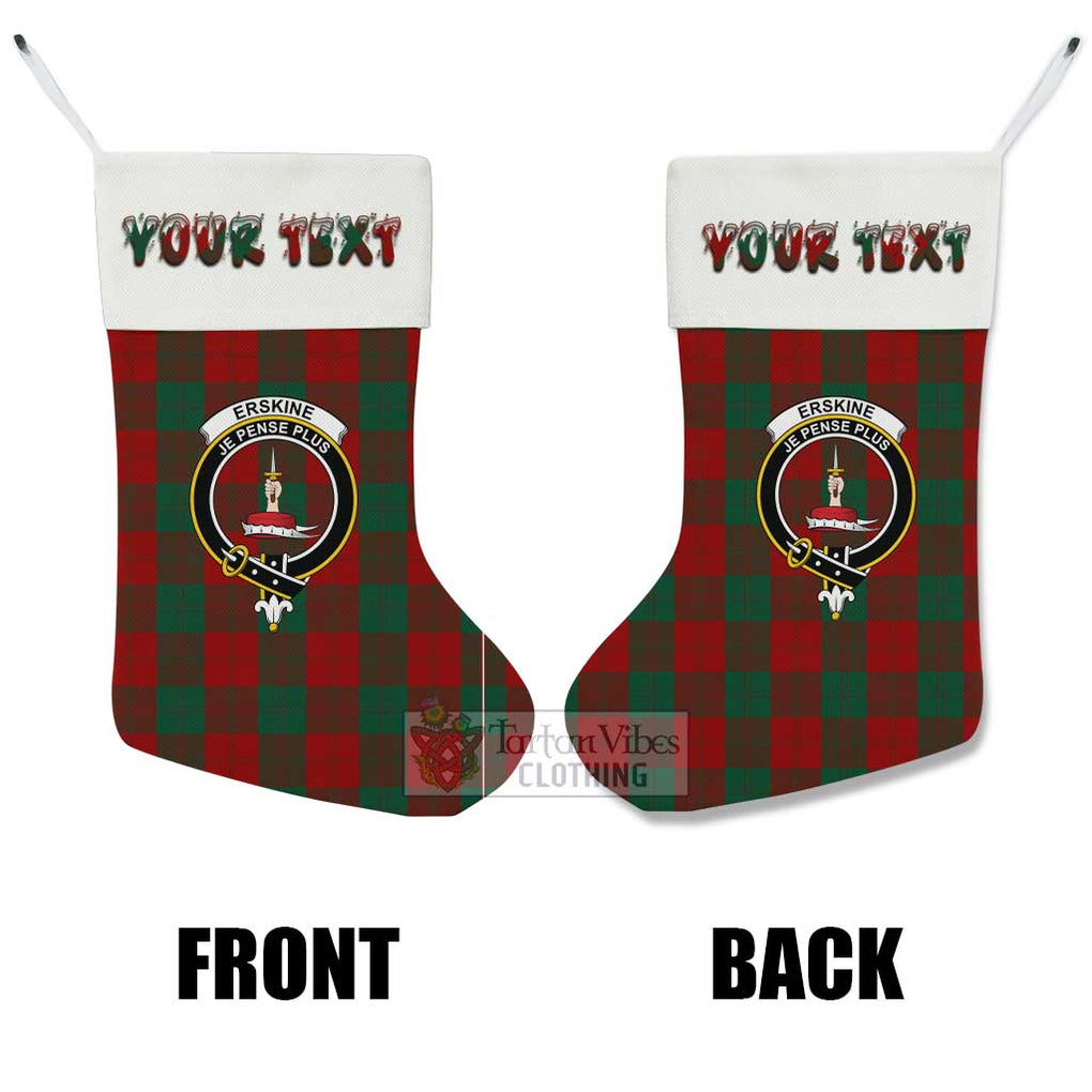 Tartan Vibes Clothing Erskine Tartan Family Crest Christmas Stocking with Personalized Text