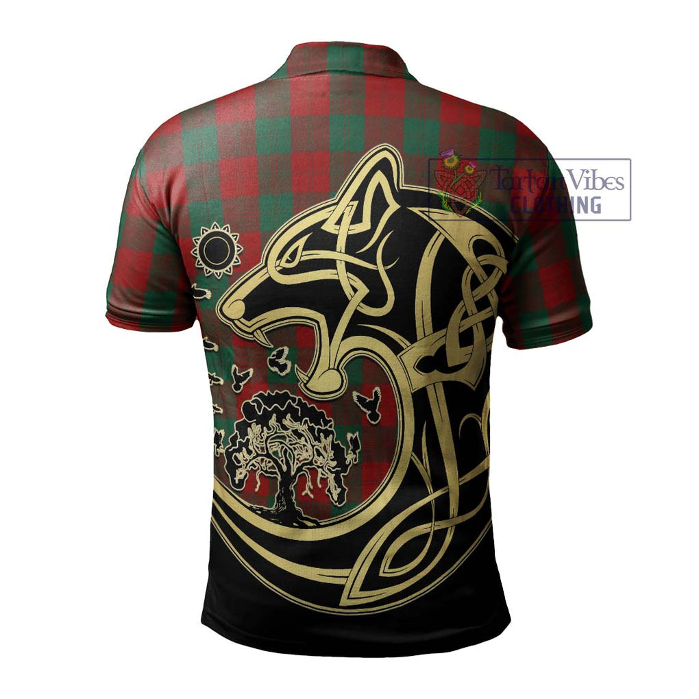 Erskine Tartan Polo Shirt with Family Crest Celtic Wolf Style - Tartanvibesclothing Shop