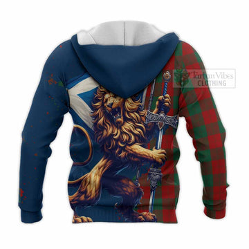 Erskine Tartan Family Crest Knitted Hoodie with Scottish Majestic Lion