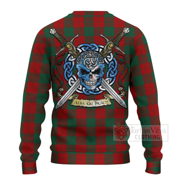 Erskine Tartan Ugly Sweater with Family Crest Celtic Skull Style