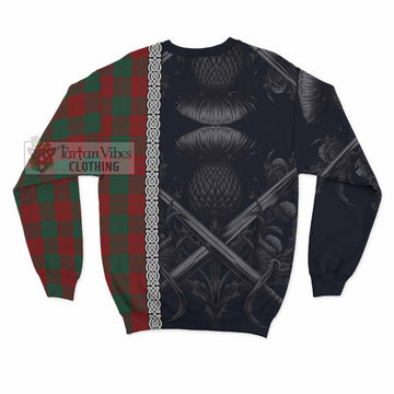 Erskine Tartan Sweatshirt with Family Crest Cross Sword Thistle Celtic Vibes