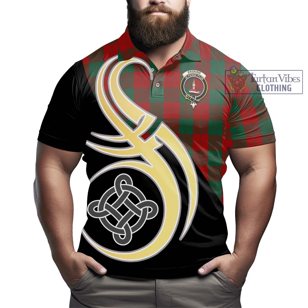 Erskine Tartan Polo Shirt with Family Crest and Celtic Symbol Style - Tartan Vibes Clothing