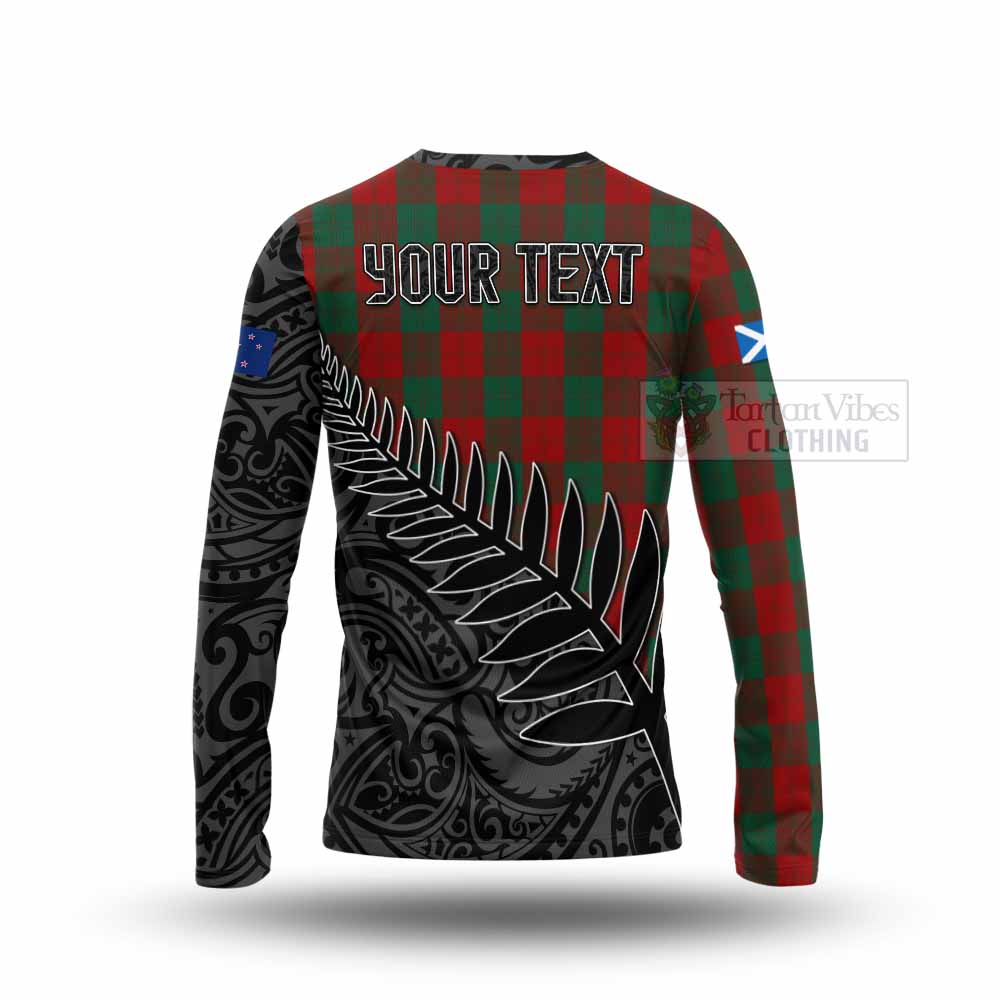 Tartan Vibes Clothing Erskine Crest Tartan Long Sleeve T-Shirt with New Zealand Silver Fern Half Style