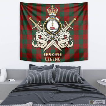 Erskine Tartan Tapestry with Clan Crest and the Golden Sword of Courageous Legacy