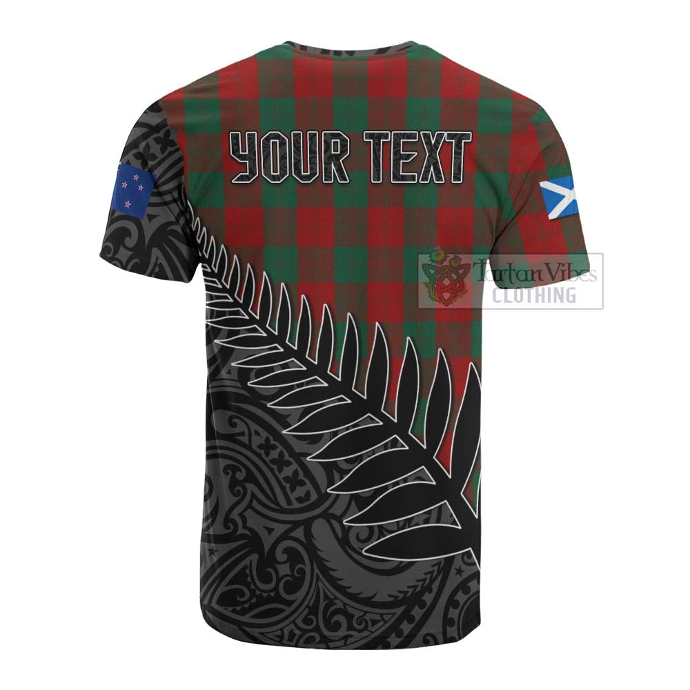 Tartan Vibes Clothing Erskine Crest Tartan Cotton T-shirt with New Zealand Silver Fern Half Style