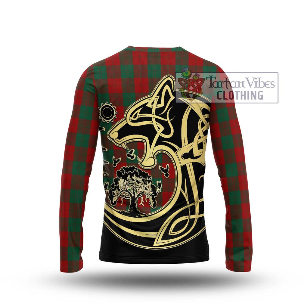 Erskine Tartan Long Sleeve T-Shirt with Family Crest Celtic Wolf Style - Tartan Vibes Clothing