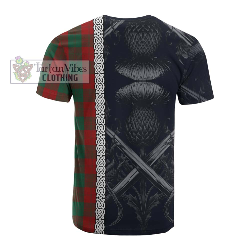 Tartan Vibes Clothing Erskine Tartan Cotton T-shirt with Family Crest Cross Sword Thistle Celtic Vibes