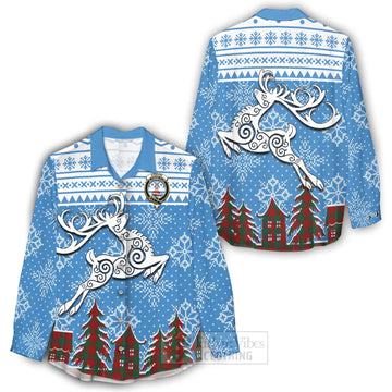 Erskine Clan Christmas Women's Casual Shirt Celtic Reindeer Style