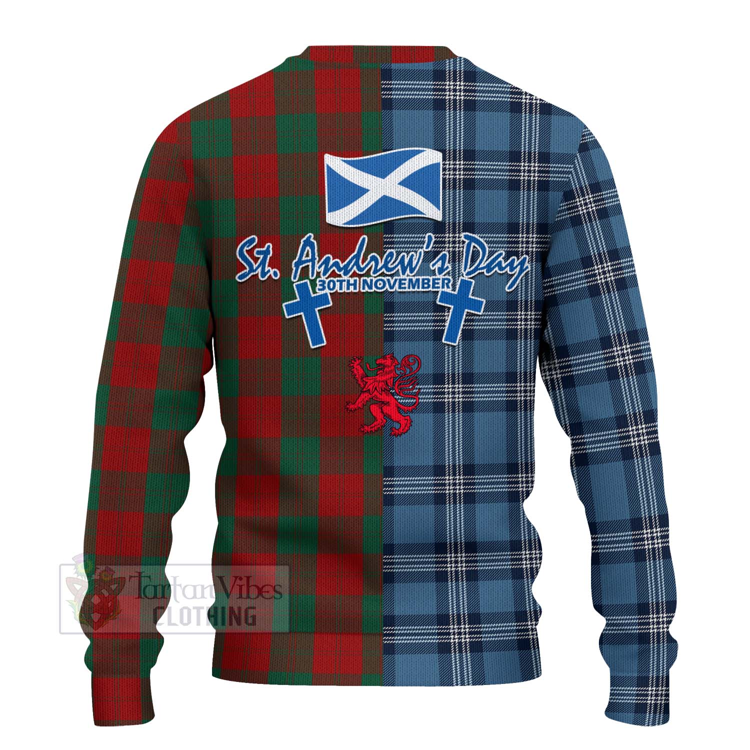 Tartan Vibes Clothing Erskine Tartan Knitted Sweater Happy St. Andrew's Day Half Tartan Style