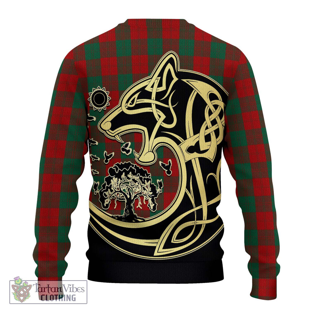 Erskine Tartan Knitted Sweater with Family Crest Celtic Wolf Style - Tartan Vibes Clothing