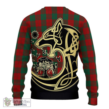 Erskine Tartan Ugly Sweater with Family Crest Celtic Wolf Style