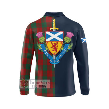 Erskine Tartan Long Sleeve Polo Shirt Alba with Scottish Lion Royal Arm Half Style