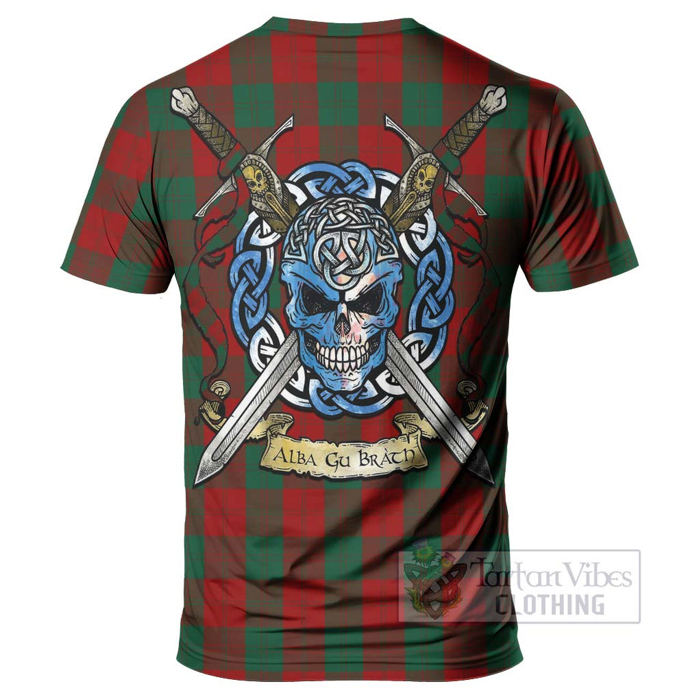 Tartan Vibes Clothing Erskine Tartan T-Shirt with Family Crest Celtic Skull Style