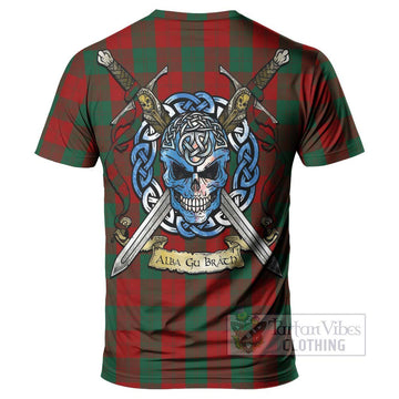 Erskine Tartan T-Shirt with Family Crest Celtic Skull Style