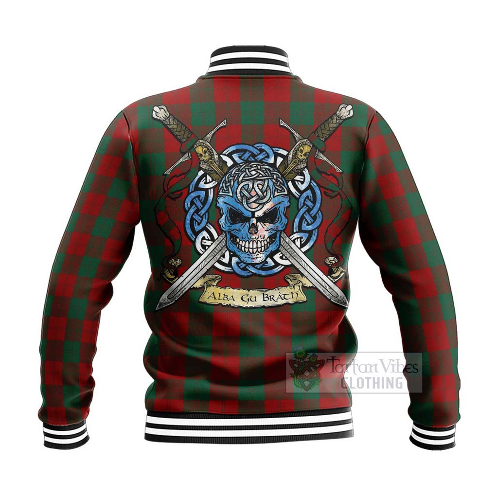 Tartan Vibes Clothing Erskine Tartan Baseball Jacket with Family Crest Celtic Skull Style