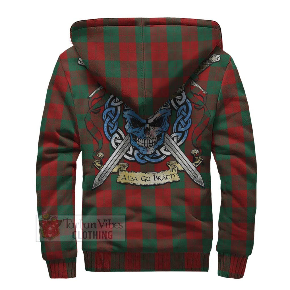 Tartan Vibes Clothing Erskine Tartan Sherpa Hoodie with Family Crest Celtic Skull Style