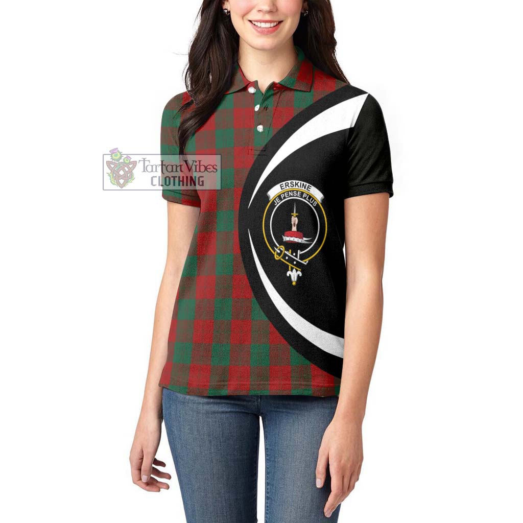 Erskine Tartan Women's Polo Shirt with Family Crest Circle Style - Tartan Vibes Clothing