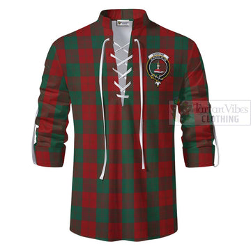 Erskine Tartan Ghillie Kilt Shirt with Family Crest Celtic Skull Style