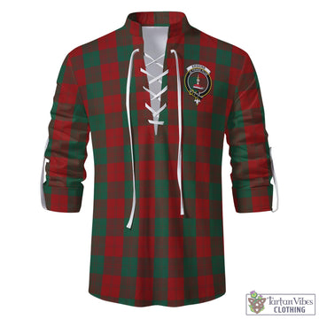 Erskine Tartan Men's Scottish Traditional Jacobite Ghillie Kilt Shirt with Family Crest