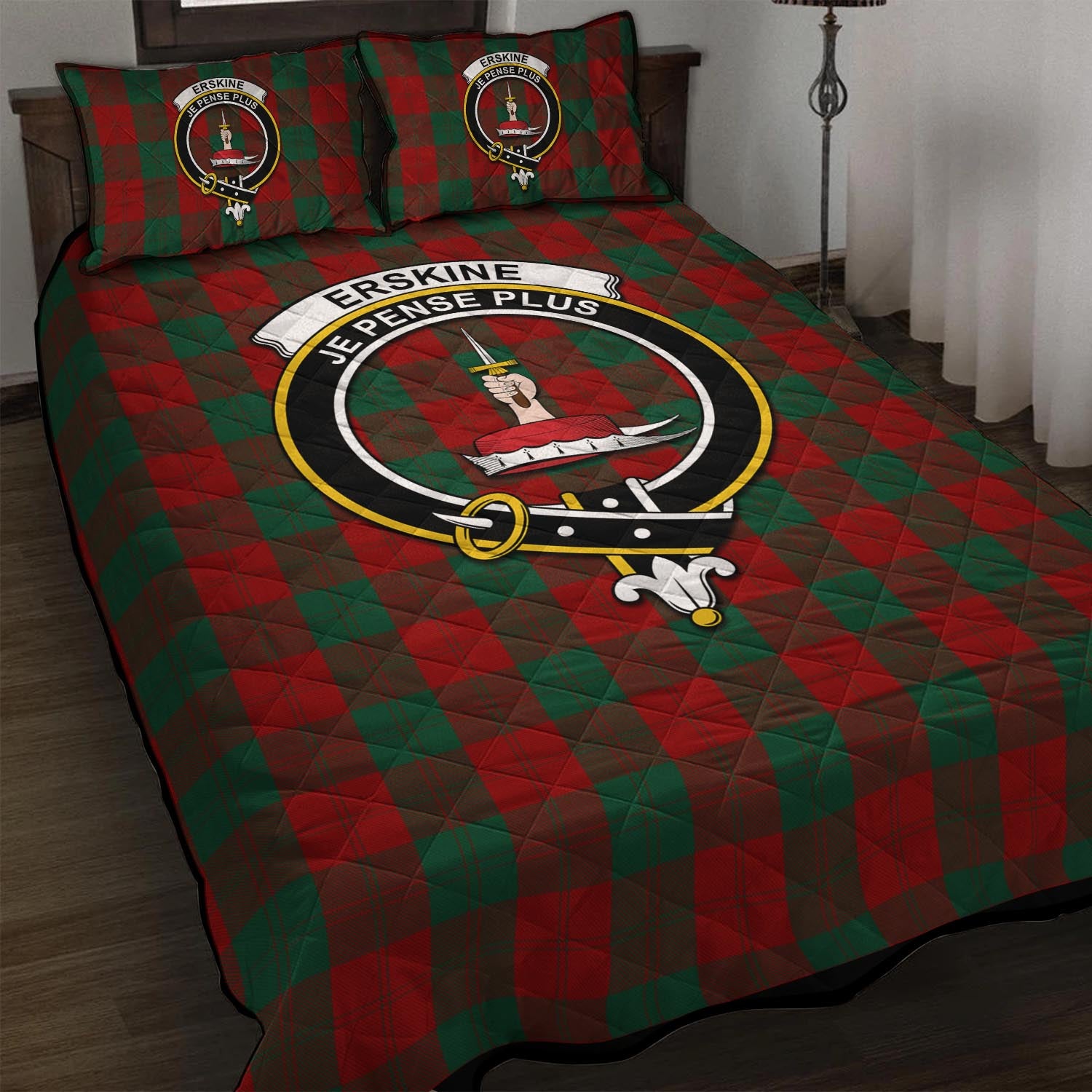 Erskine Tartan Quilt Bed Set with Family Crest - Tartan Vibes Clothing