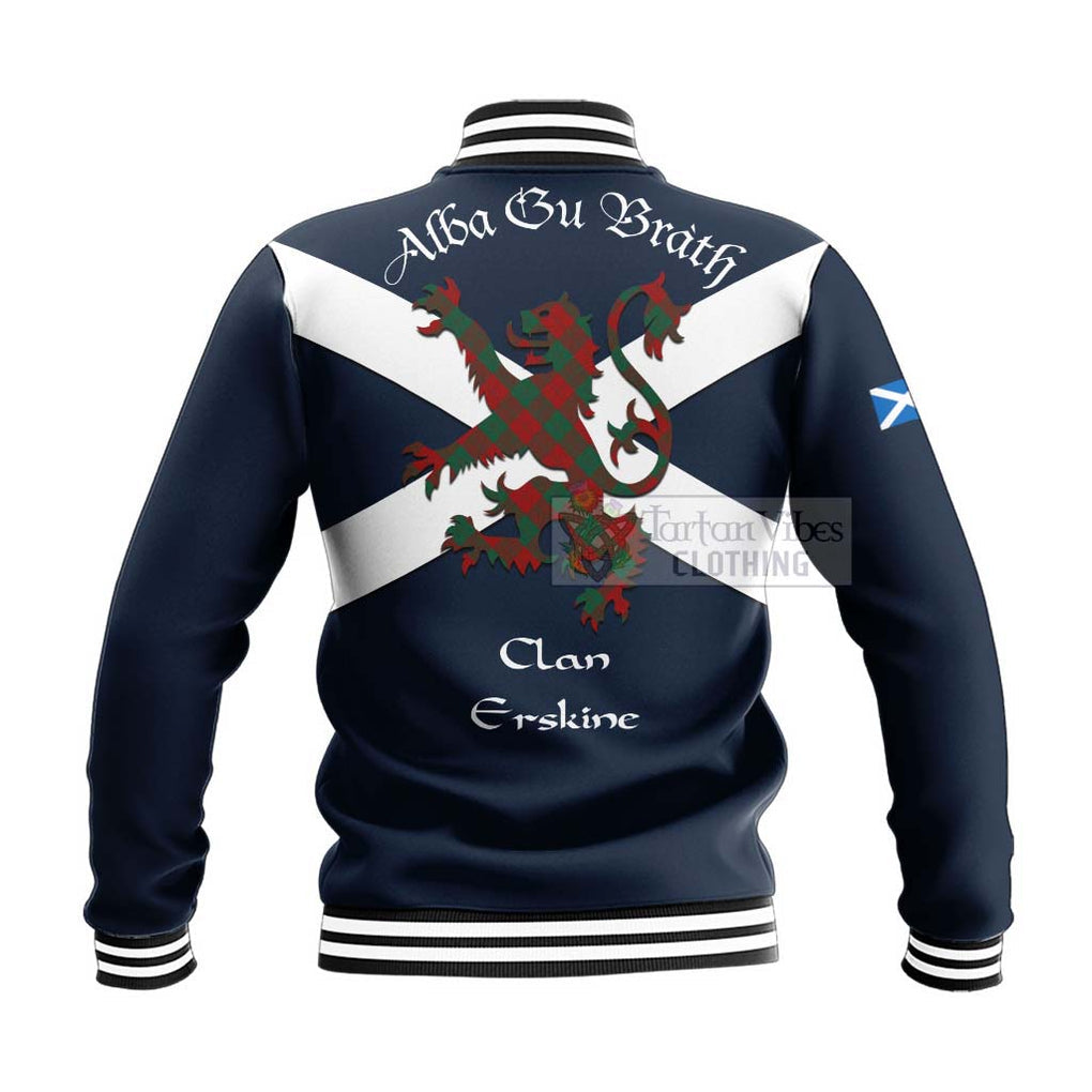 Tartan Vibes Clothing Erskine Tartan Lion Rampant Baseball Jacket – Proudly Display Your Heritage with Alba Gu Brath and Clan Name