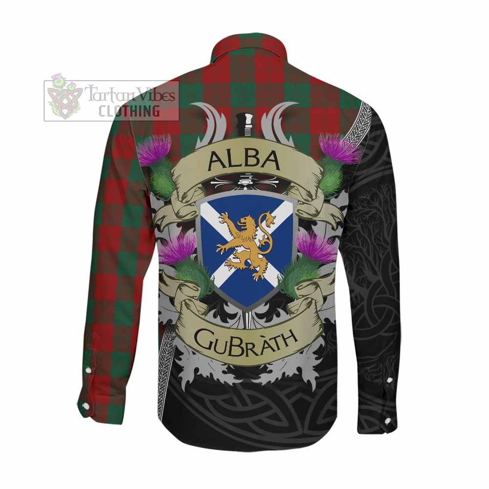 Erskine Tartan Family Crest Long Sleeve Button Shirt Lion Rampant Royal Thistle Shield Celtic Inspired Men's Shirt - Tartan Vibes Clothing