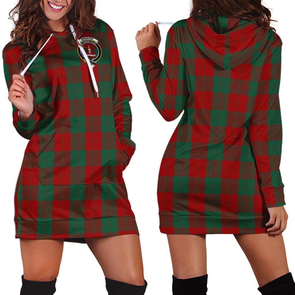 Erskine Tartan Hoodie Dress with Family Crest - Tartan Vibes Clothing