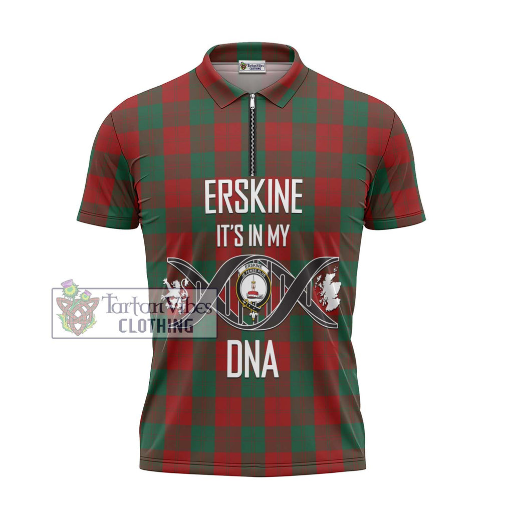 Erskine Tartan Zipper Polo Shirt with Family Crest DNA In Me Style - Tartanvibesclothing Shop