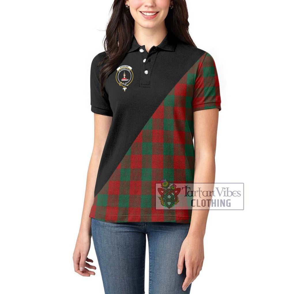 Erskine Tartan Women's Polo Shirt with Family Crest and Military Logo Style - Tartanvibesclothing Shop