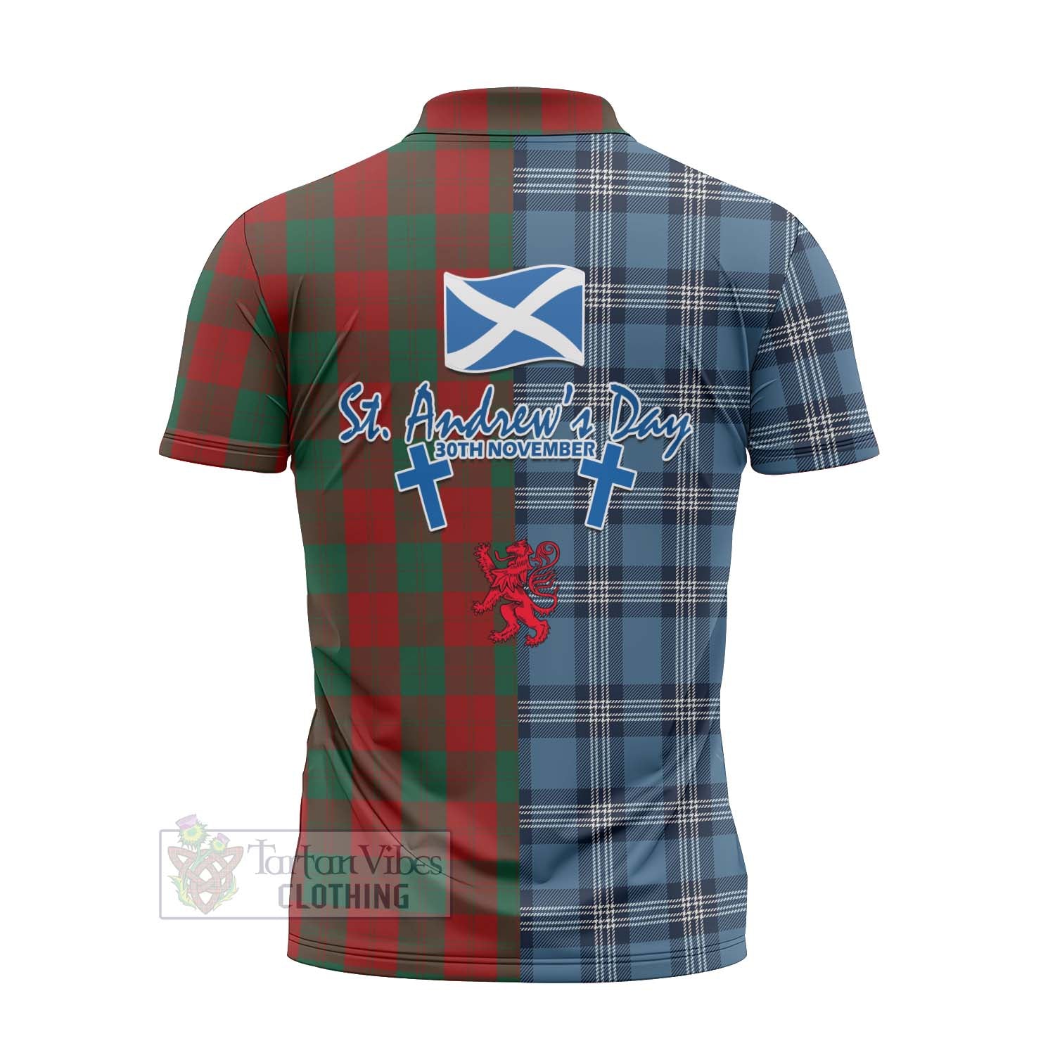 Tartan Vibes Clothing Erskine Tartan Zipper Polo Shirt Happy St. Andrew's Day Half Tartan Style