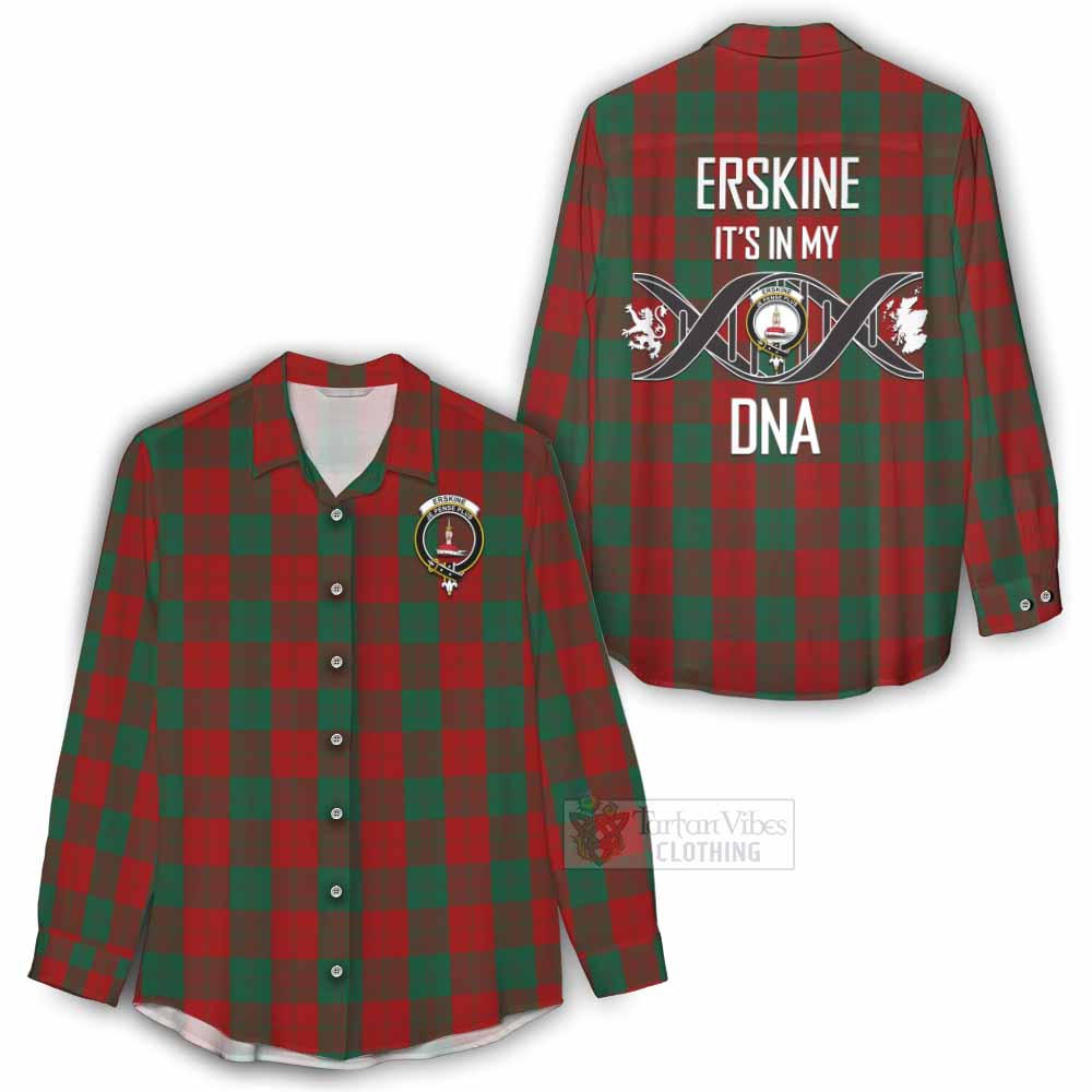 Tartan Vibes Clothing Erskine Tartan Women's Casual Shirt with Family Crest DNA In Me Style