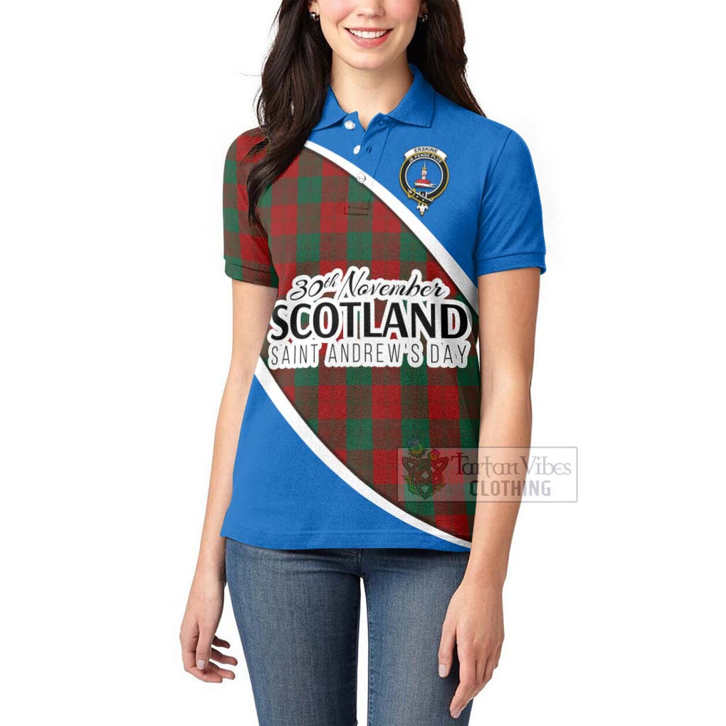 Tartan Vibes Clothing Erskine Family Crest Tartan Women's Polo Shirt Celebrate Saint Andrew's Day in Style