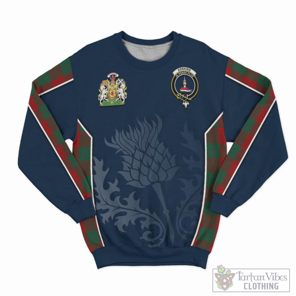 Tartan Vibes Clothing Erskine Tartan Sweatshirt with Family Crest and Scottish Thistle Vibes Sport Style