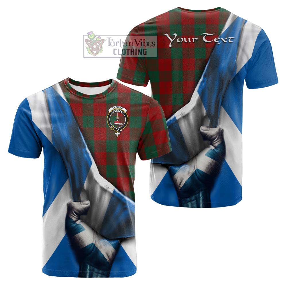 Tartan Vibes Clothing Erskine Tartan Cotton T-shirt with Family Crest Scotland Patriotic Style