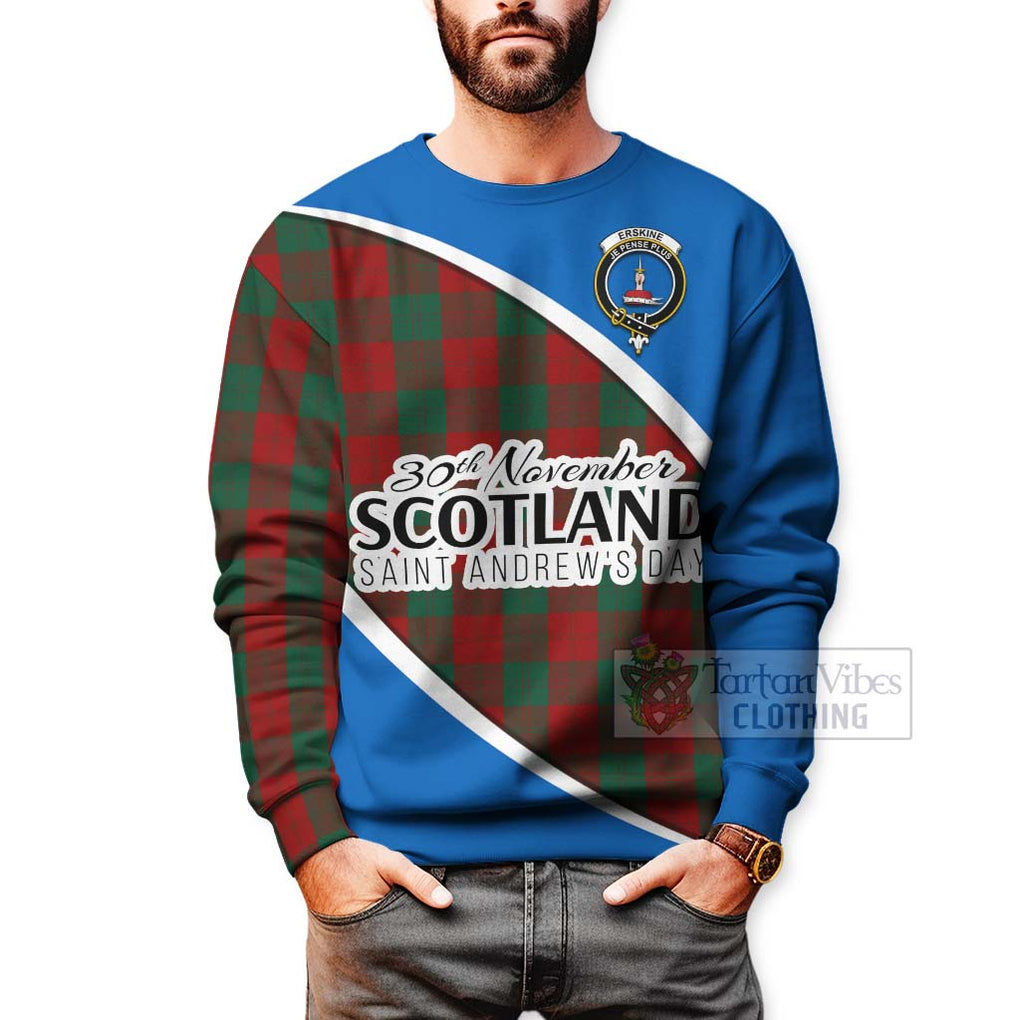 Tartan Vibes Clothing Erskine Family Crest Tartan Sweatshirt Celebrate Saint Andrew's Day in Style