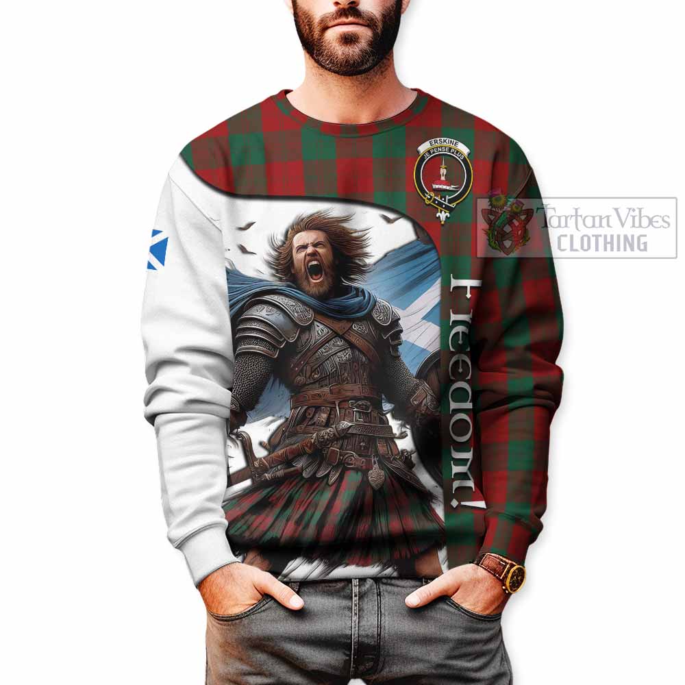 Tartan Vibes Clothing Erskine Crest Tartan Sweatshirt Inspired by the Freedom of Scottish Warrior