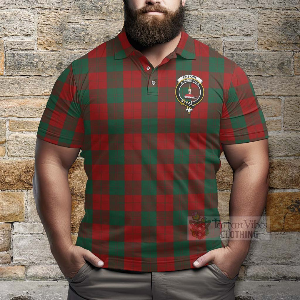 Tartan Vibes Clothing Erskine Tartan Polo Shirt with Family Crest Celtic Skull Style