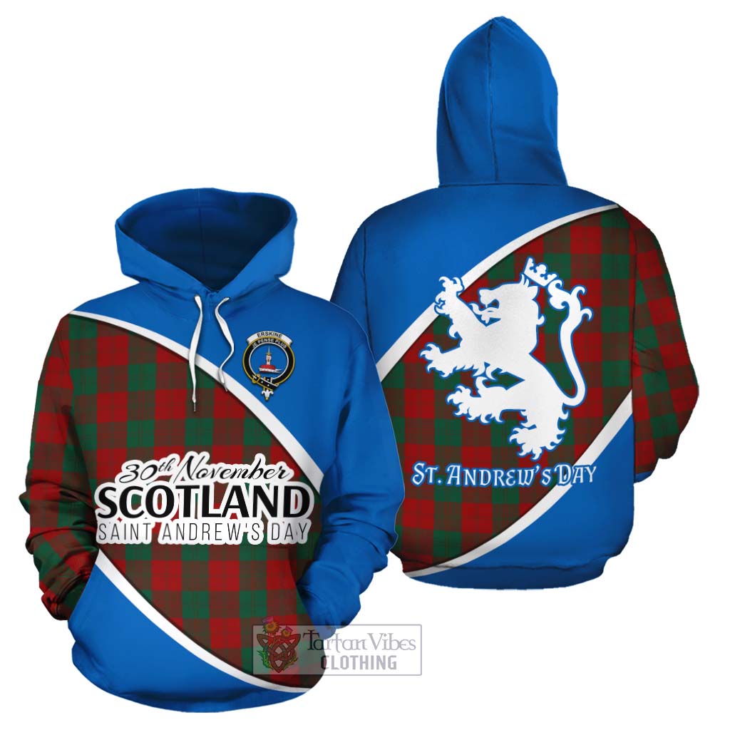 Tartan Vibes Clothing Erskine Family Crest Tartan Cotton Hoodie Celebrate Saint Andrew's Day in Style