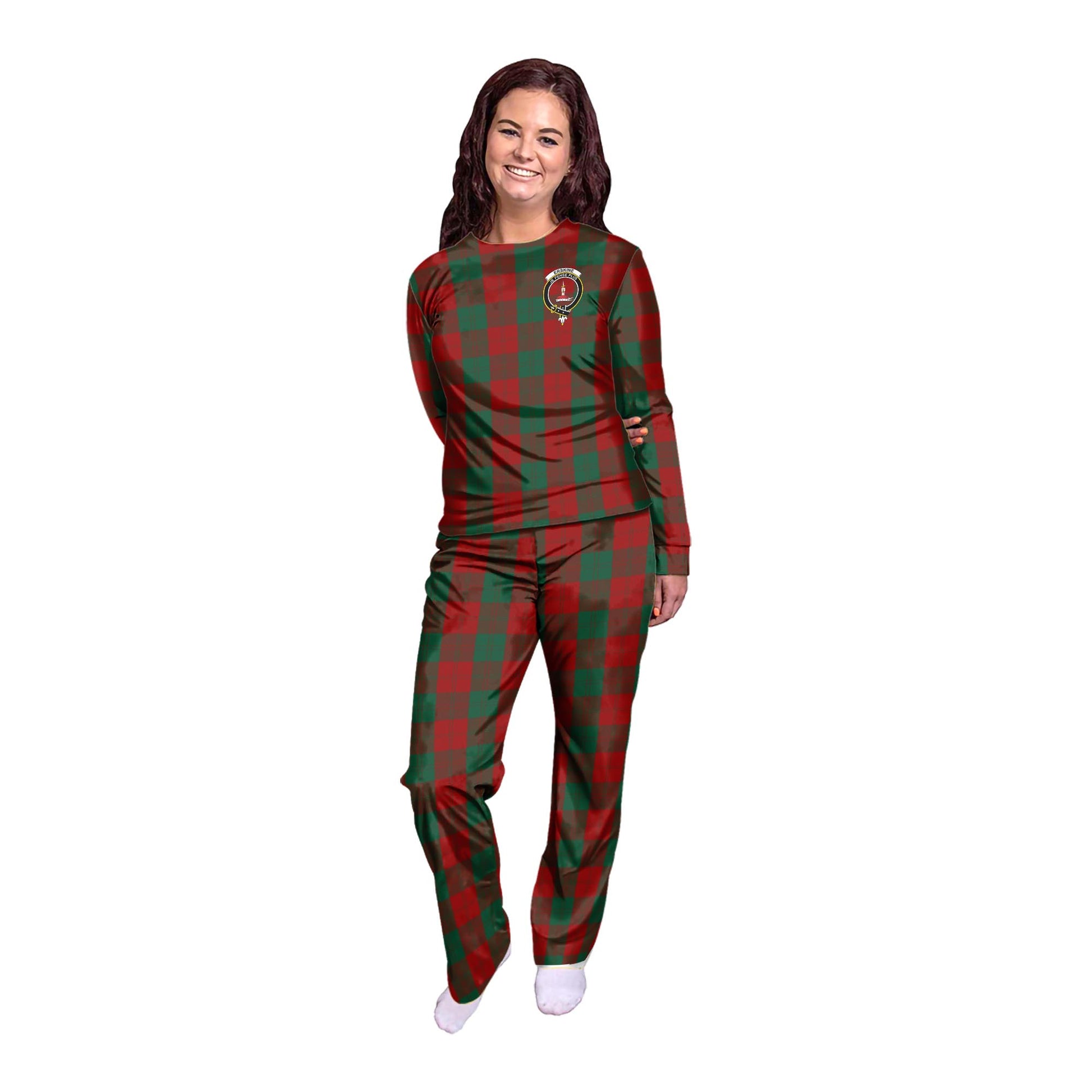 Erskine Tartan Pajamas Family Set with Family Crest - Tartan Vibes Clothing