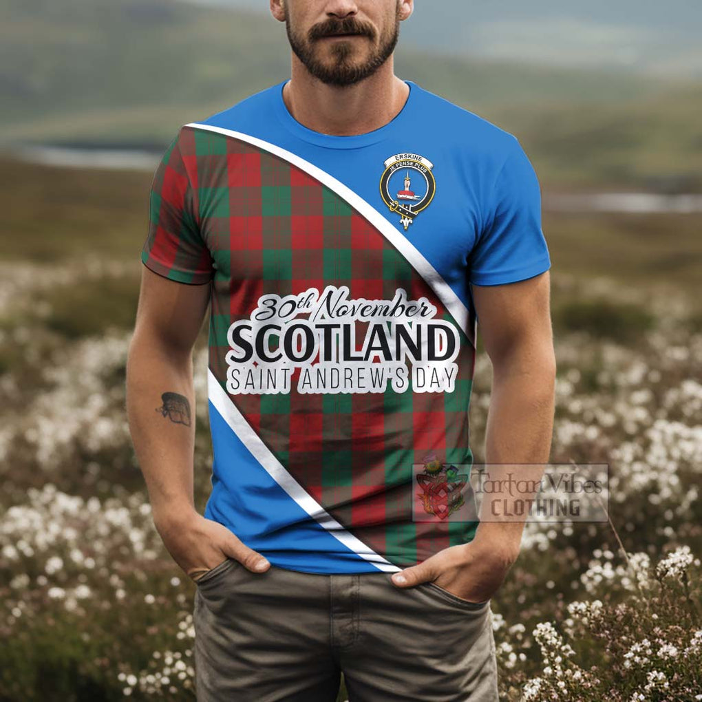 Tartan Vibes Clothing Erskine Family Crest Tartan T-Shirt Celebrate Saint Andrew's Day in Style