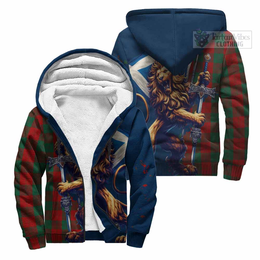 Tartan Vibes Clothing Erskine Tartan Family Crest Sherpa Hoodie with Scottish Majestic Lion