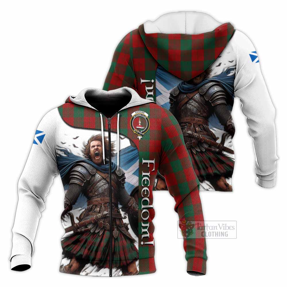 Tartan Vibes Clothing Erskine Crest Tartan Knitted Hoodie Inspired by the Freedom of Scottish Warrior