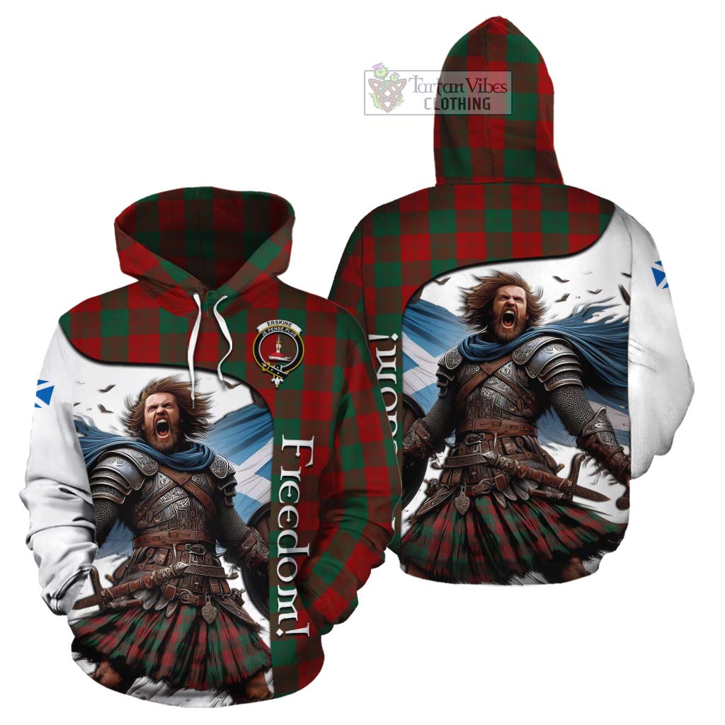 Tartan Vibes Clothing Erskine Crest Tartan Cotton Hoodie Inspired by the Freedom of Scottish Warrior