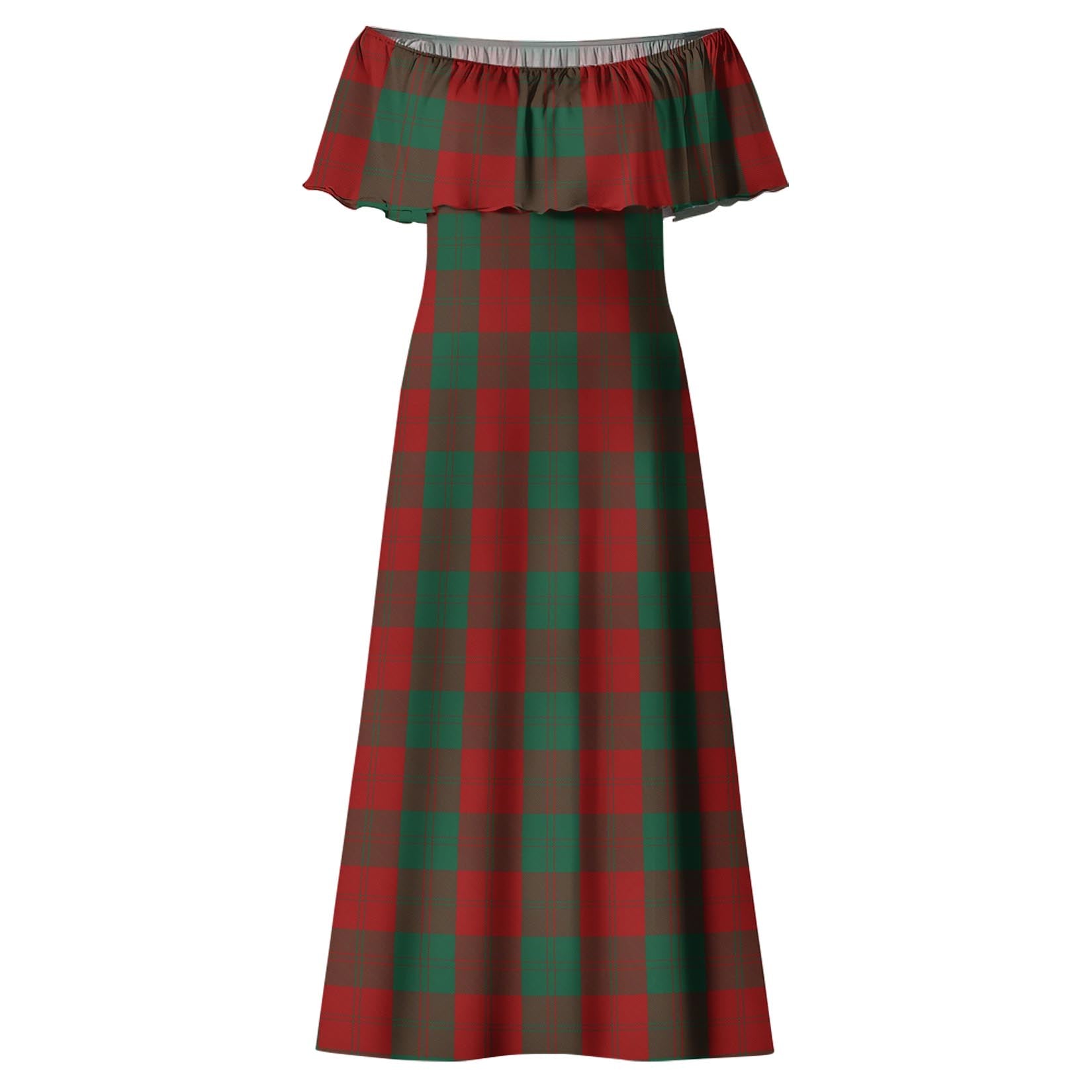 Erskine Tartan Off Shoulder Long Dress - Tartanvibesclothing